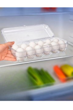 12 Bölmeli Yumurta Saklama Kabı, Buzdolabı İçi Yumurta Korumalı Kapaklı Yumurta Saklama Kutusu