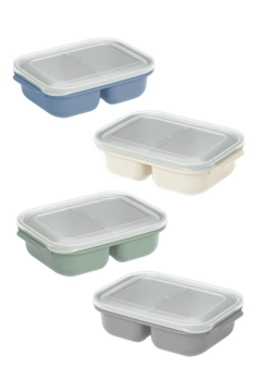 2 Adet İki Bölmeli Saklama Kabı, Taşınabilir Kahvaltılık Diyet Beslenme Kutusu 2’li Set (600+600ml)