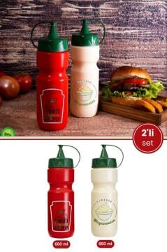 2’li Sos Şişesi Seti 660 ml, Kapaklı Plastik Ketçap ve Mayonez Şişesi Şef Sosluk 2’li Set