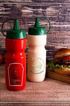 2’li Sos Şişesi Seti 660 ml, Kapaklı Plastik Ketçap ve Mayonez Şişesi Şef Sosluk 2’li Set