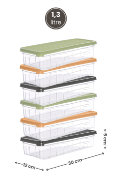 6’lı Sığ Buzdolabı Düzenleyici Set, Buzluk Derin Dondurucu Buzdolabı İnce Saklama Kabı 6x1300ml