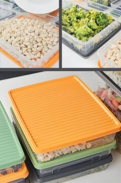 3’lü Geniş Buzdolabı Düzenleyici Set, Buzluk Derin Dondurucu Buzdolabı İnce Saklama Kabı 3x3100ml