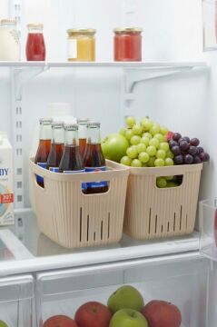 Flora 3'lü Dolap İçi Düzenleyici Sepet Seti, Mutfak Buzdolabı Organizer Tezgah Üstü Sepet 3x3,5 Litre