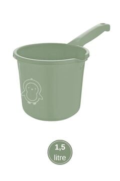 2’li Bebek Banyo Su Kovası ve Maşrapası Seti, Saplı Oluklu Kova 13lt ve Maşrapa 1,5lt Set Yeşil