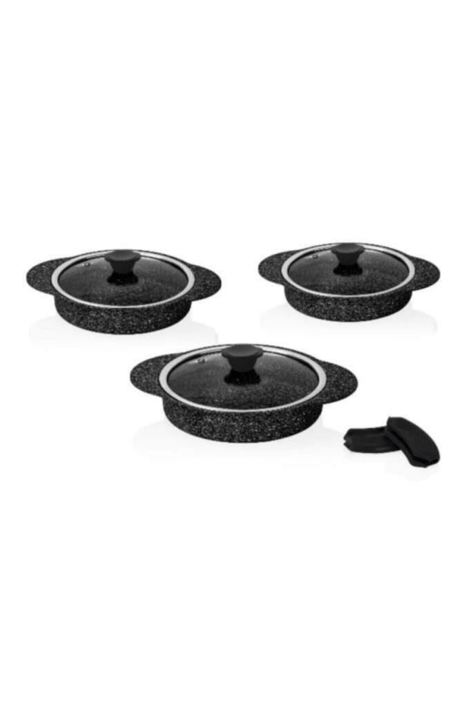 Granit Plus 3 Lü Sahan Seti Slikonlu Siyah 3521