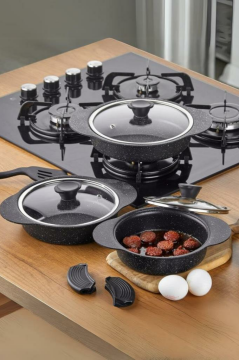 Granit Plus 3 Lü Sahan Seti Slikonlu Siyah 3521