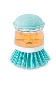 Deterjan Hazneli Bulaşık Fırçası ve 3’lü Temizlik Bezi Seti, Basmalı Yıkama Fırçası + 3 Adet Bez