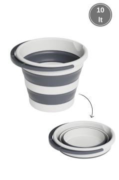 Katlanır 25 lt Sepet ve 10 lt Kova Seti, Akordiyon Çamaşır Oyuncak Selesi Kutusu + Kulplu Su Kovası