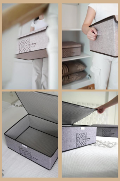 Keçe Kapaklı Mega Plus Baza Hurcu, Çok Amaçlı Düzenleyici Organizer Kutu Mega Boy 57x41x31 Cm Kahve