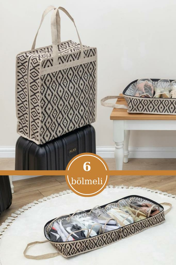 Flosoft 6 Bölmeli Ayakkabı Hurcu, Ayakkabı Seyahat Çantası, Valiz Tipi Düzenleyici