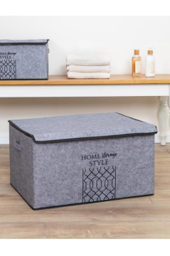 Keçe Kapaklı Mega Plus Baza Hurcu, Çok Amaçlı Düzenleyici Organizer Kutu Mega Boy 57x41x31 Cm Gri