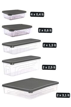 12’li Buzdolabı Düzenleyici Set, Buzluk Derin Dondurucu Buzdolabı Saklama Kabı 12’li Set (16 Litre)