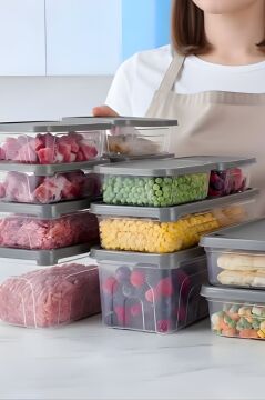 12’li Buzdolabı Düzenleyici Set, Buzluk Derin Dondurucu Buzdolabı Saklama Kabı 12’li Set (16 Litre)