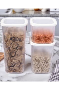 3’lü Erzak Saklama Kabı Seti, Erzak Baharat Bakliyat Dondurucu Buzdolabı Düzenleyici 3’lü Set