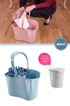 Kirli Su Hazneli Temizlik Kovası, Standart Yer Zemin Temizlik Mop Kovası ve Su Haznesi Mavi