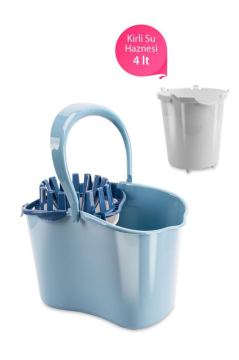Kirli Su Hazneli Temizlik Kovası, Standart Yer Zemin Temizlik Mop Kovası ve Su Haznesi Mavi