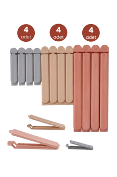3 Boy Poşet Klipsi 12'li Set, Cips Bakliyat Baharat Kahve Poşeti Kapatma Kıskacı 4x(5cm,7.5 cm,10cm)