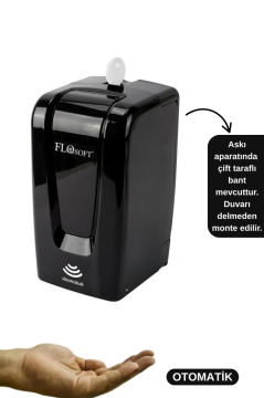 Vera Otomatik Sıvı Sabunluk ve Dezenfektan Verici 700ml, Fotoselli Sensörlü Sabunluk F208 Siyah