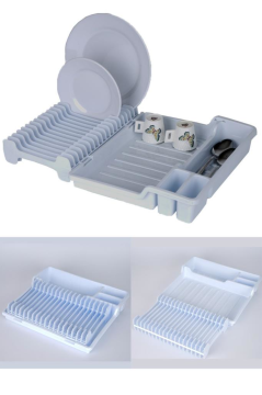 Flosoft Katlanır Bulaşıklık, Kaşıklık Bölmeli Tabaklık Kurutmalık Beyaz