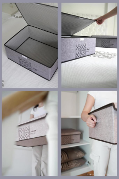 Keçe Kapaklı Maxi Baza Hurcu, Çok Amaçlı Düzenleyici Kutu Organizer Sandık Maxi Boy 47x37x24 Cm Gri