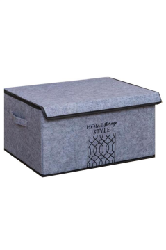 Keçe Kapaklı Maxi Baza Hurcu, Çok Amaçlı Düzenleyici Kutu Organizer Sandık Maxi Boy 47x37x24 Cm Gri