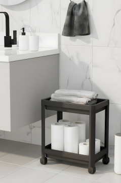 2 Katlı Tekerlekli Çok Amaçlı Raf Ünitesi, Mutfak Banyo Dar Alan Düzenleyici Organizer Depolama Rafı