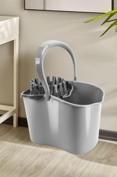 Sıkmalı Temizlik Kovası 16 litre, Standart Sıkmalı Yer Zemin Temizlik Mop Kovası Gri