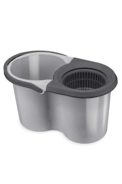 F139 Balerina Otomatik Sıkma Temizlik Seti, Döner Başlıklı Mikrofiber Temizlik Mop Seti Gri