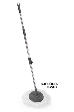 F139 Balerina Otomatik Sıkma Temizlik Seti, Döner Başlıklı Mikrofiber Temizlik Mop Seti Gri
