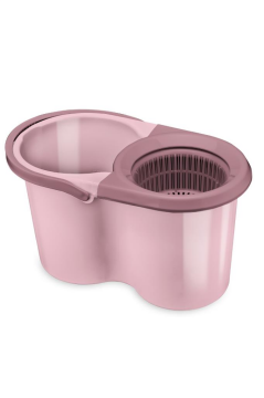 F139 Balerina Otomatik Sıkma Temizlik Seti, Döner Başlıklı Mikrofiber Temizlik Mop Seti Pembe