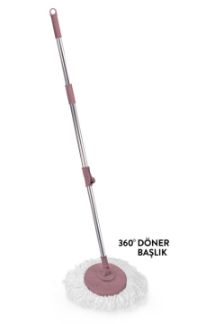 F139 Balerina Otomatik Sıkma Temizlik Seti, Döner Başlıklı Mikrofiber Temizlik Mop Seti Pembe
