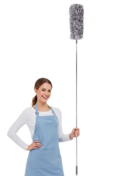 Teleskopik Saplı Toz Alma Mopu 240 cm, Uzatılır Duvar Tavan Yer Temizleyici Mikrofiber Tozucu F277