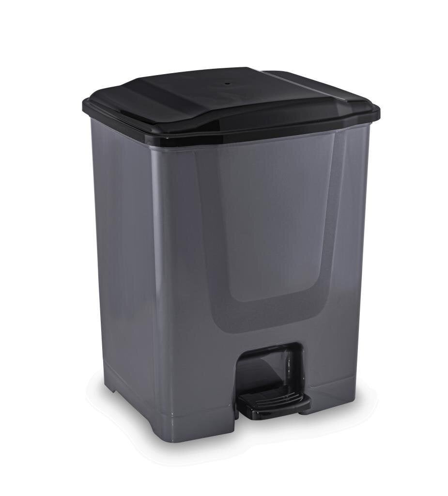 Flora F196-S Slim Pedallı Gri Plastik Çöp Kovası Siyah Kapak 10 L