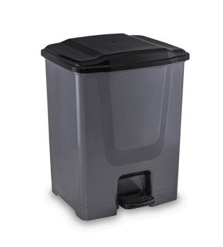 Flora F196-S Slim Pedallı Gri Plastik Çöp Kovası Siyah Kapak 10 L