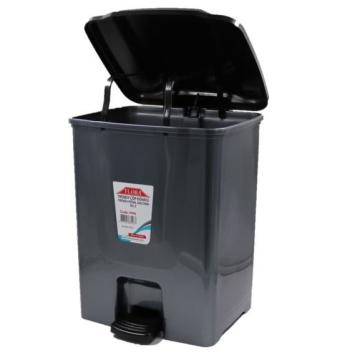 Flora F196-S Slim Pedallı Gri Plastik Çöp Kovası Siyah Kapak 10 L