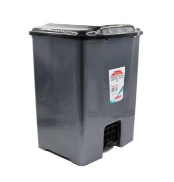 Flora F196-S Slim Pedallı Gri Plastik Çöp Kovası Siyah Kapak 10 L