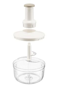 Üstten Basmalı El Rondosu 1500 ml, Paslanmaz 3 Bıçaklı Sebze Doğrayıcı Manuel Mutfak Blender