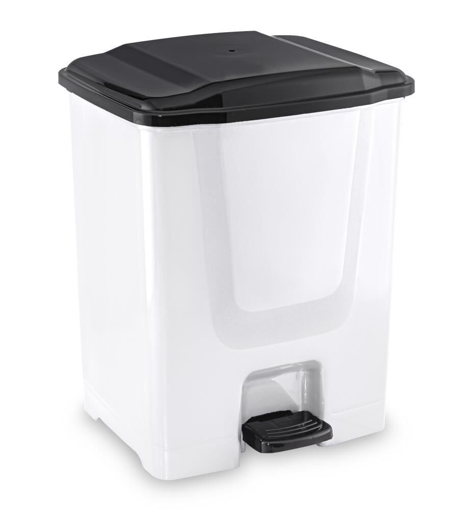 Flora F196-S Slim Pedallı Gri Plastik Çöp Kovası Siyah Kapak 10 L Beyaz