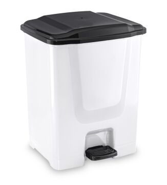 Flora F196-S Slim Pedallı Gri Plastik Çöp Kovası Siyah Kapak 10 L Beyaz