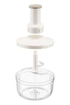 Üstten Basmalı El Rondosu 1500 ml, Paslanmaz 3 Bıçaklı Sebze Doğrayıcı Manuel Mutfak Blender Kahve