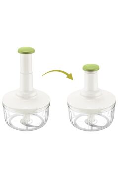 Üstten Basmalı El Rondosu 1500 ml, Paslanmaz 3 Bıçaklı Sebze Doğrayıcı Manuel Mutfak Blender Yeşil