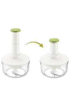 Üstten Basmalı El Rondosu 1500 ml, Paslanmaz 3 Bıçaklı Sebze Doğrayıcı Manuel Mutfak Blender Yeşil