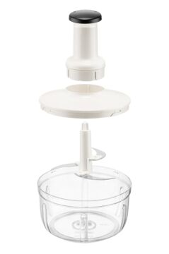 Üstten Basmalı El Rondosu 1500 ml, Paslanmaz 3 Bıçaklı Sebze Doğrayıcı Manuel Mutfak Blender Lacivert