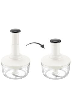 Üstten Basmalı El Rondosu 1500 ml, Paslanmaz 3 Bıçaklı Sebze Doğrayıcı Manuel Mutfak Blender Lacivert