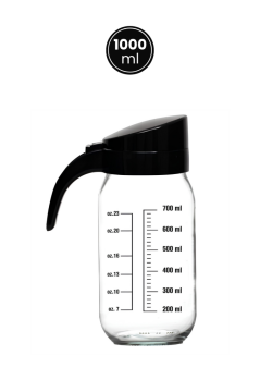 Ölçülü Cam Kavanoz Yağdanlık Sosluk Sütlük 1000 ml, Derin Ölçekli Şeffaf Sıvı Depolama ve Sos Şişesi