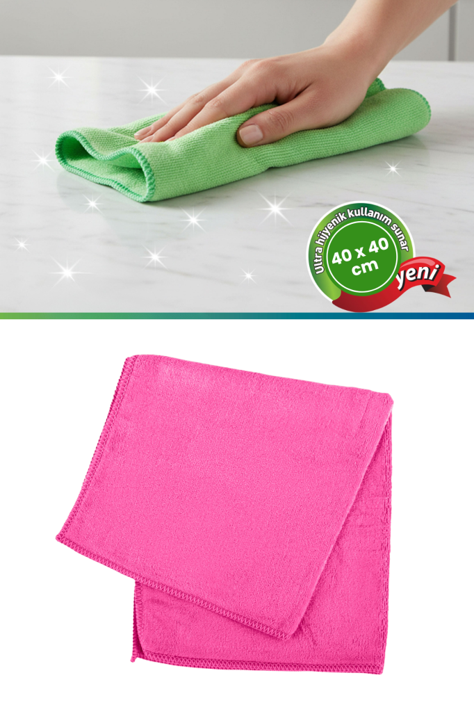 1 Adet Yumuşak Mikrofiber Temizlik Bezi 40x40 cm, Süper Emici İz Bırakmayan Cam Ayna Parlak Yüzey Bezi F279
