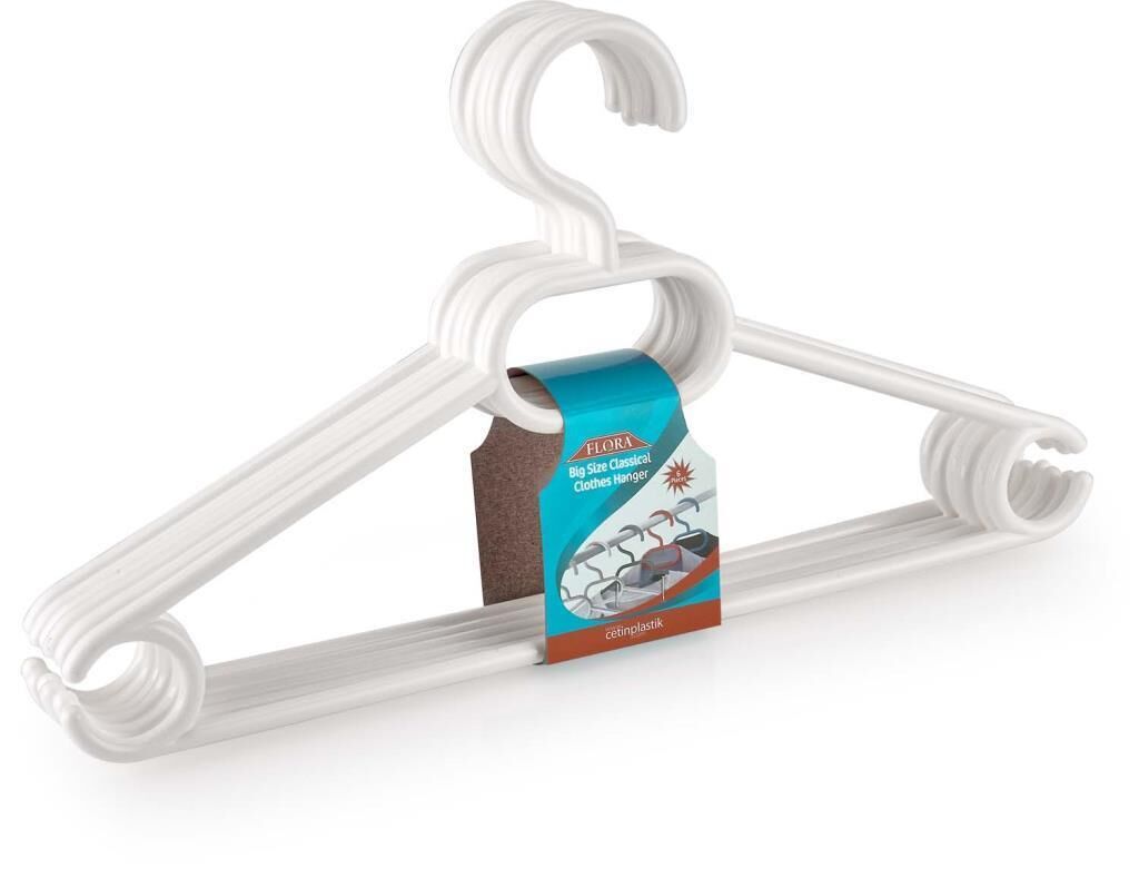 Flora F316 Büyük Boy Klasik Askı 6'lı Beyaz