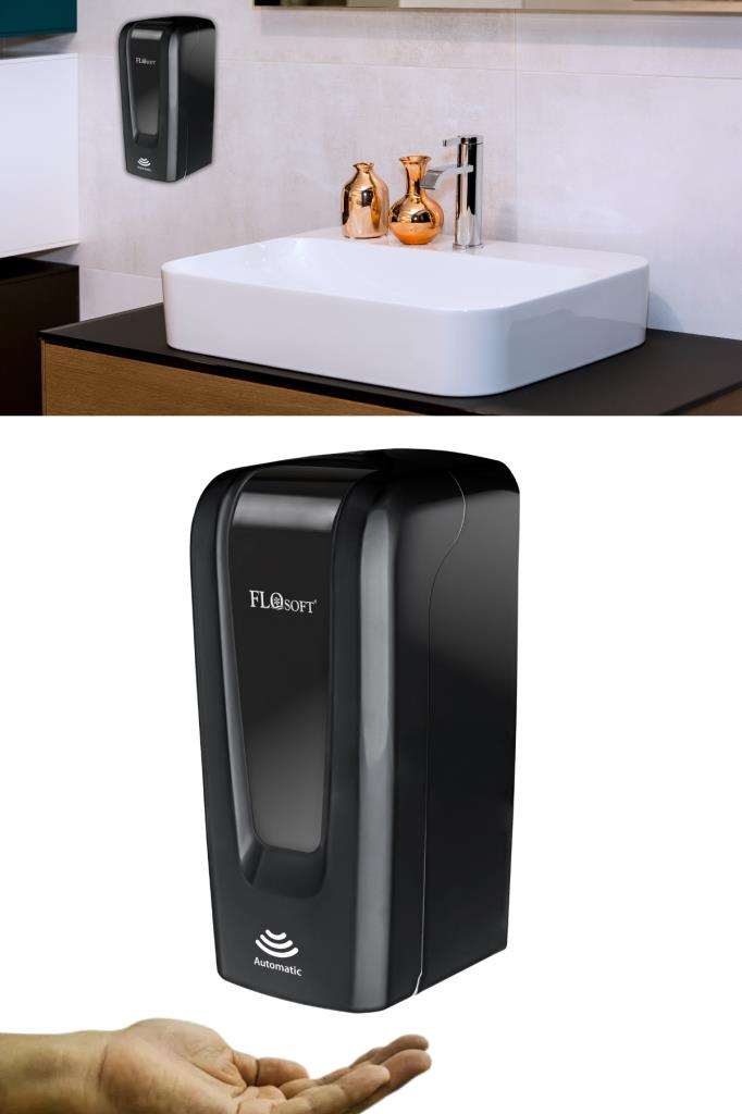 Sensörlü Sıvı Sabunluk ve Dezenfektan Verici 1000ml, Fotoselli Otomatik Sabunluk F052S Siyah