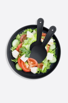 Büyük Boy Salata Seti 4 Litre, Çok Amaçlı Hazırlık Servis Kasesi + Karıştırma Çatal Kaşığı Füme