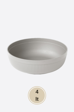 Büyük Boy Salata Seti 4 Litre, Çok Amaçlı Hazırlık Servis Kasesi + Karıştırma Çatal Kaşığı Krem